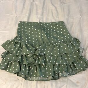 Green Polka Dot Ruffle Skirt